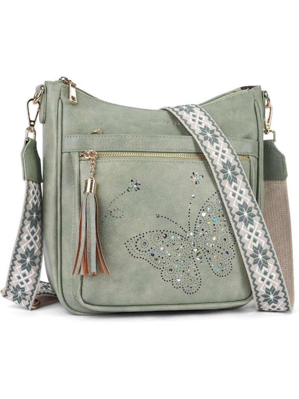 Trendy Medium Crossbody Bag for Women, Butterfly Shoulder Handbag with Tassel